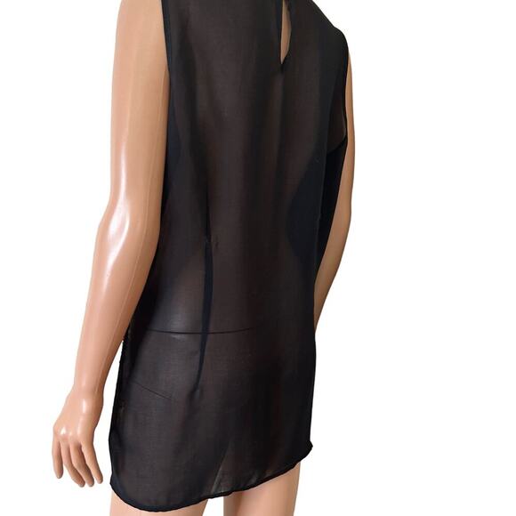 Cabi Buchanan mixed print top blouse tank black lightweight keyhole back SZ LG - Picture 8 of 8